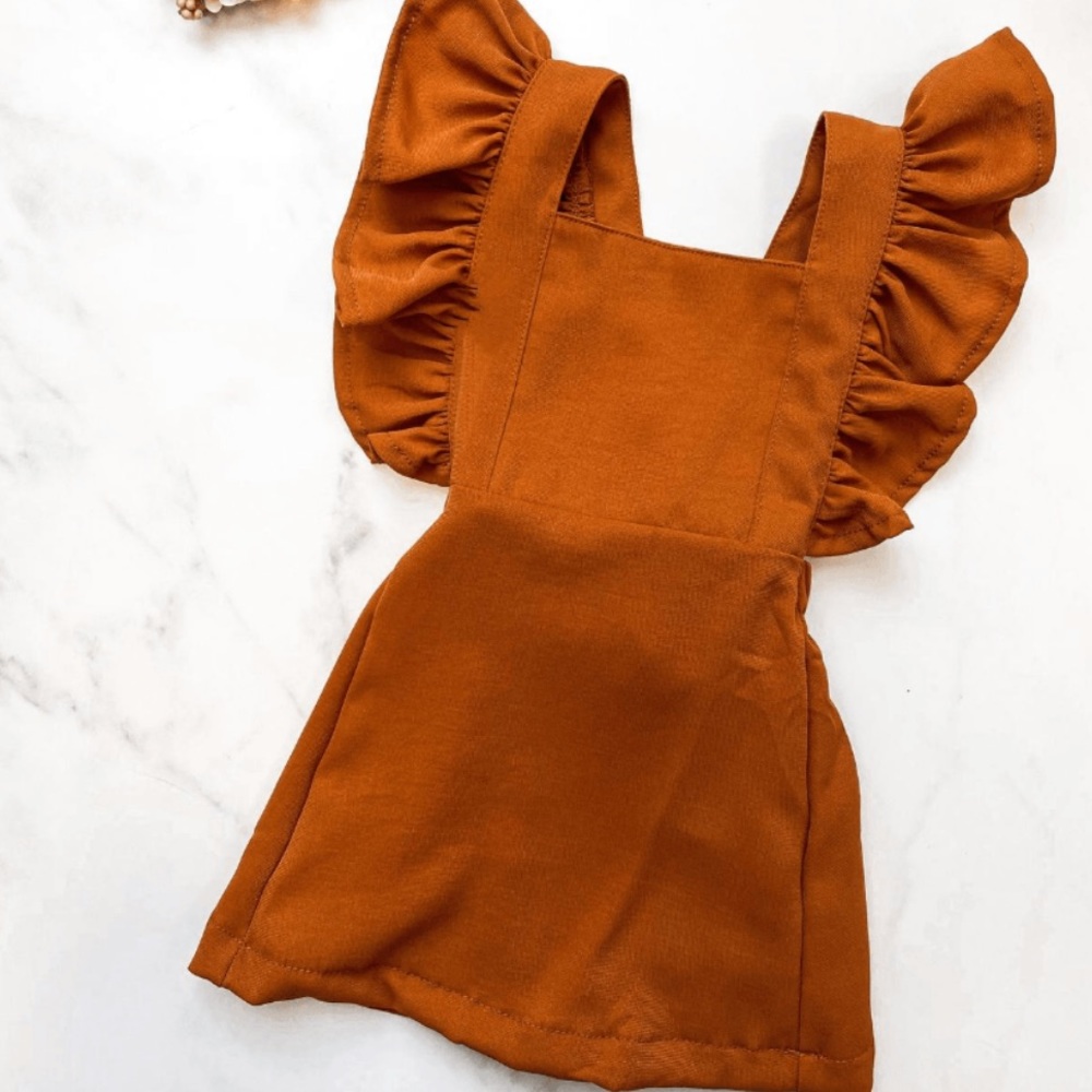 VICTORIA RUFFLE BACK SUSPENDER DRESS